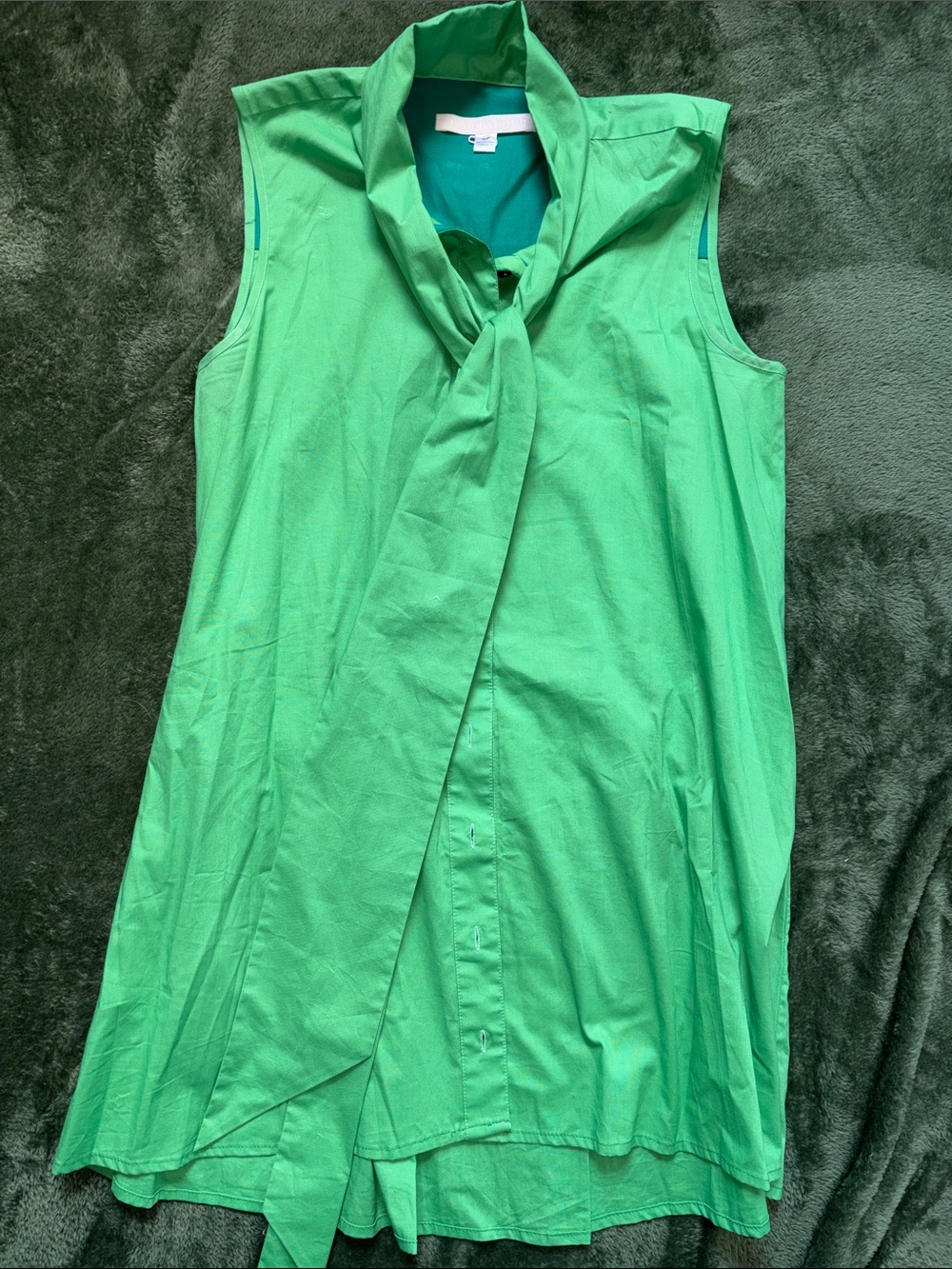 Sleeveless Tie-Neck Tunic in Bright Green